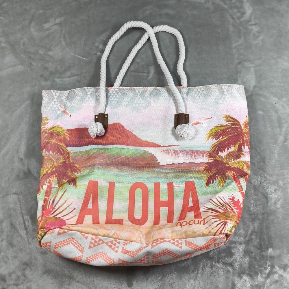Rip Curl Tote Bag Womens Aloha‎ Beach Rope Handle Large Travel Surf Swim Pocket